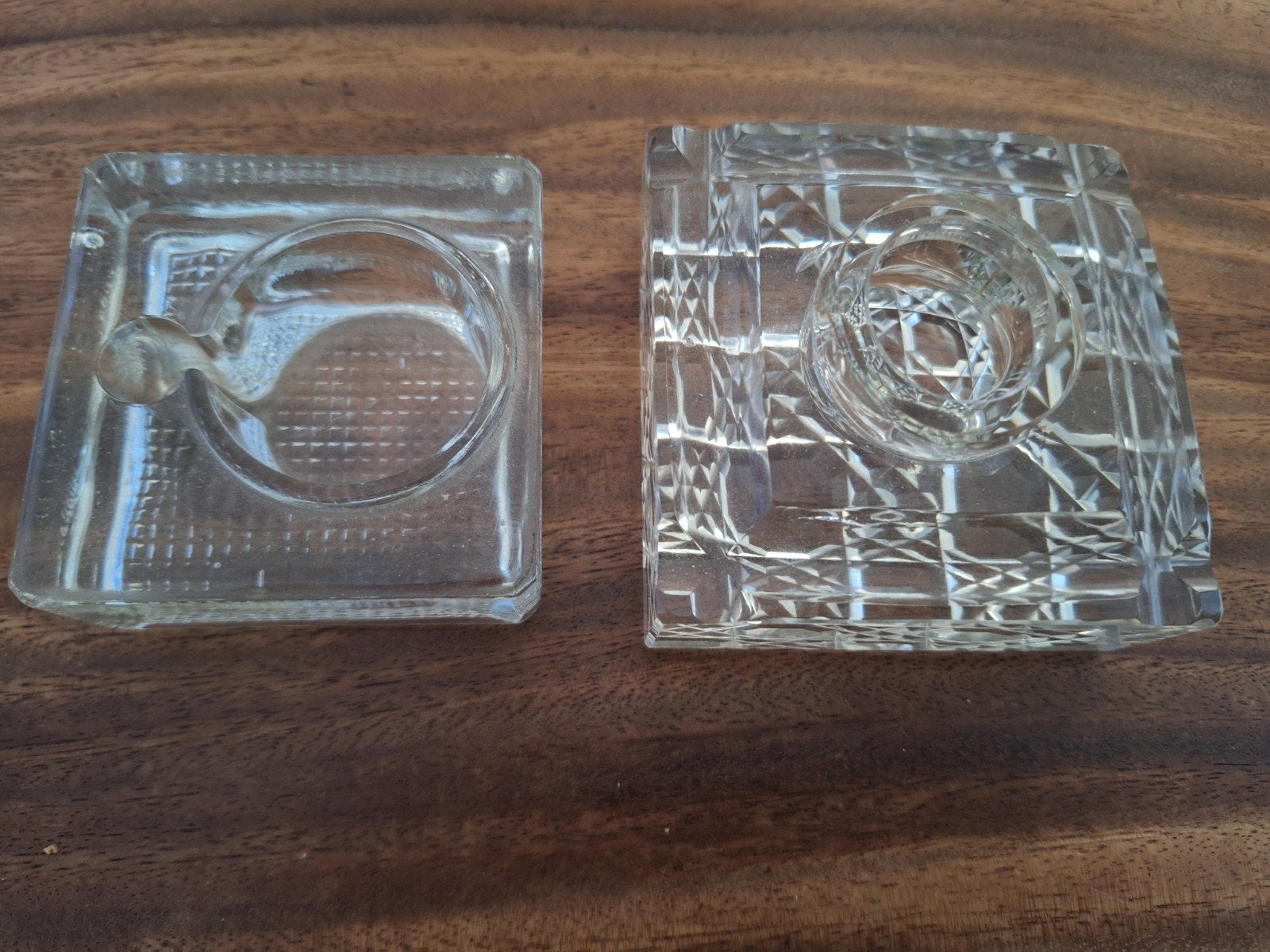 2 Antieke Glazen Inktpotten - Decoratief en Functioneel, Ophalen of Verzenden