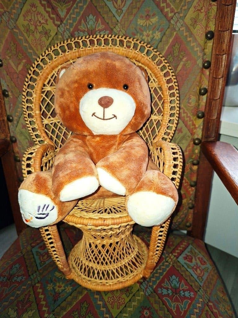 Vintage rotan poppen pauwentroon, Ophalen of Verzenden, Zo goed als nieuw, Babypop