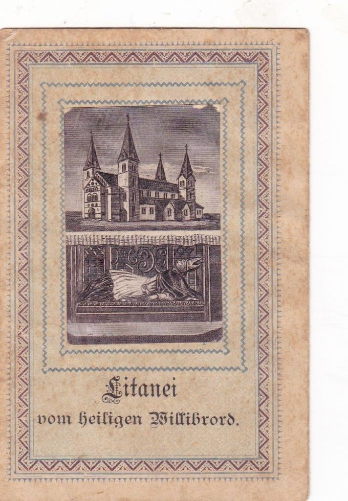 oud prentje 1873 Heilige Willibrord, Verzenden, Bidprentje