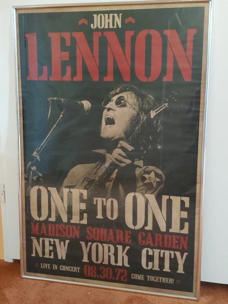 Poster in lijst van John Lennon, foto uit New York City 1972, Ophalen, Met lijst, A1 t/m A3, Muziek