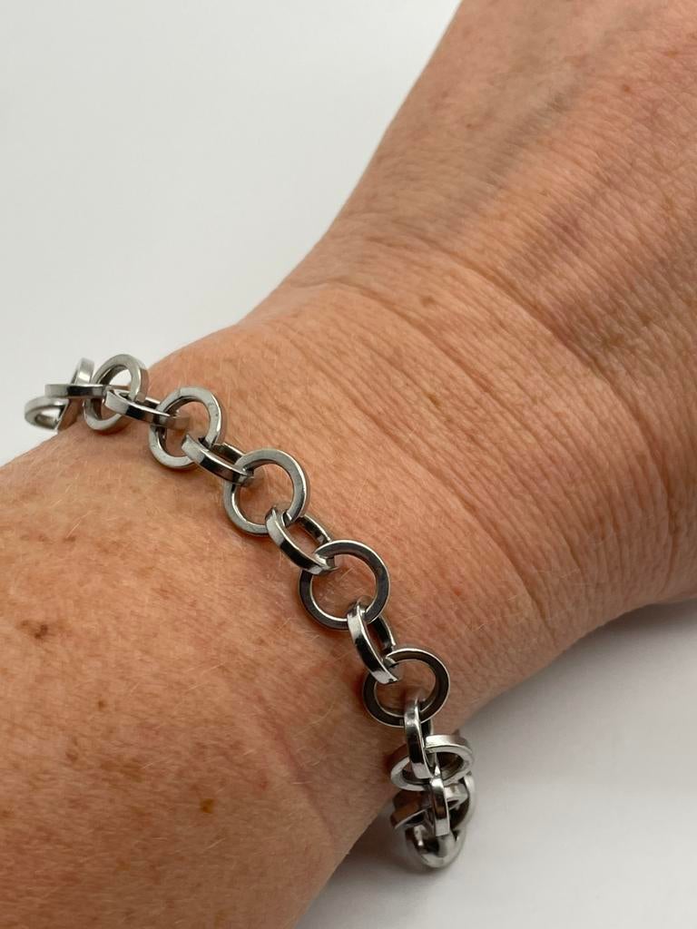 C699 Prachtige zilveren modernist armband, Sieraden, Tassen en Uiterlijk, Ophalen of Verzenden, X, Zilver, Zilver