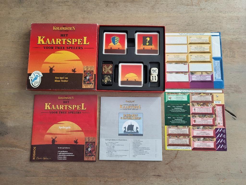 Kolonisten van Catan kaartspel incl Barbaren en handelsheren, Een of twee spelers, Ophalen of Verzenden, Gebruikt
