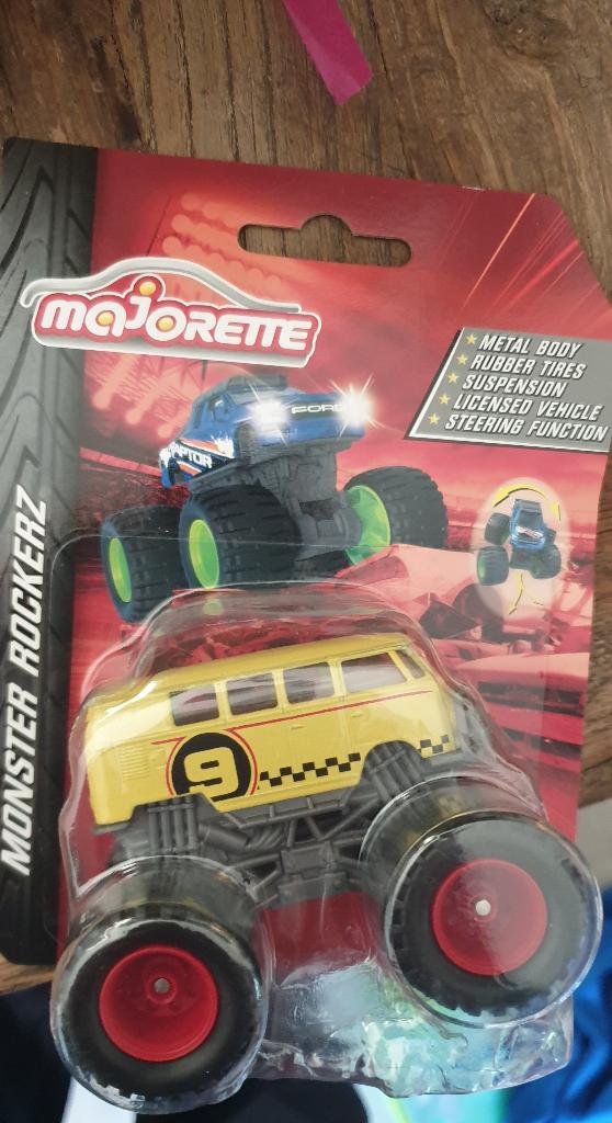 majorette vw volkswagen bus big wheel monster geel, Ophalen of Verzenden, Nieuw, Auto