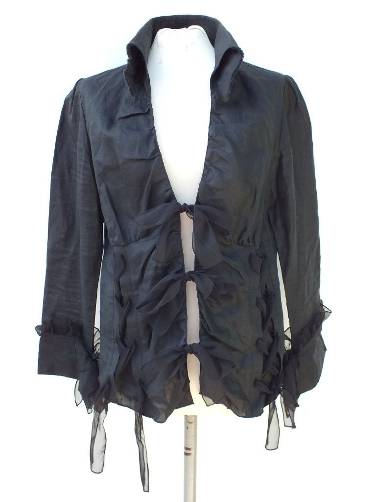 Aparte zwarte linnen blouse.Mt M.Merk Pauw, Maat 38/40 (M), ., Zwart, Ophalen of Verzenden