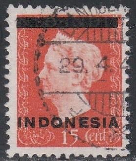 Ned.Indië 1948 351 Wilhelmina 15c opdruk, Gest, Ophalen of Verzenden, Gestempeld, Nederlands-Indië
