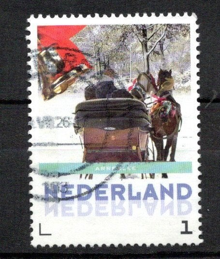gestempelde zegel. persoonlijke. uit vel van 3. Arreslee, Ophalen of Verzenden, Na 1940, Gestempeld