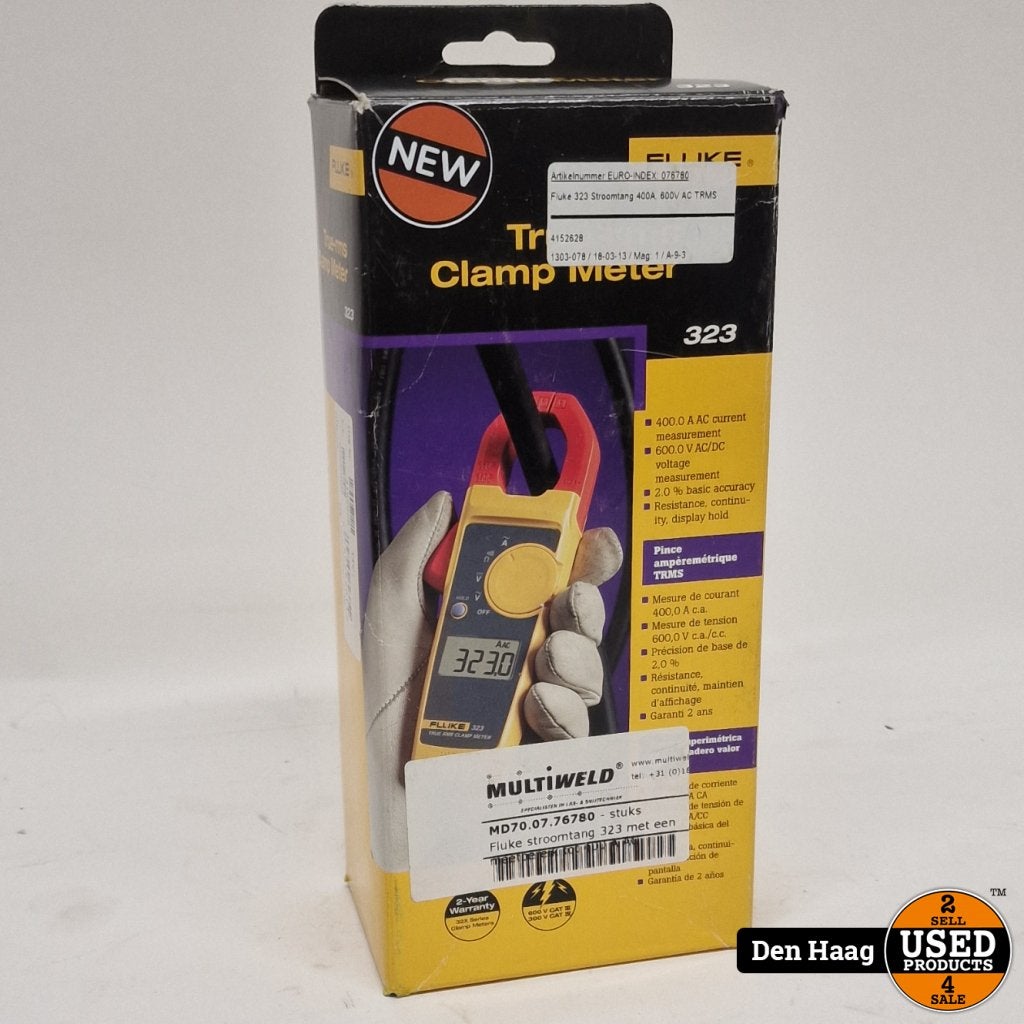 Fluke 323 True RMS Stroomtang 400A / 600V | Nieuw, Fluke, Gebruikt, https://www.fluke.com/nl-nl/ondersteuning/contact, 6920 Seaway Blvd, Everett, WA 98203, Verenigde Staten
