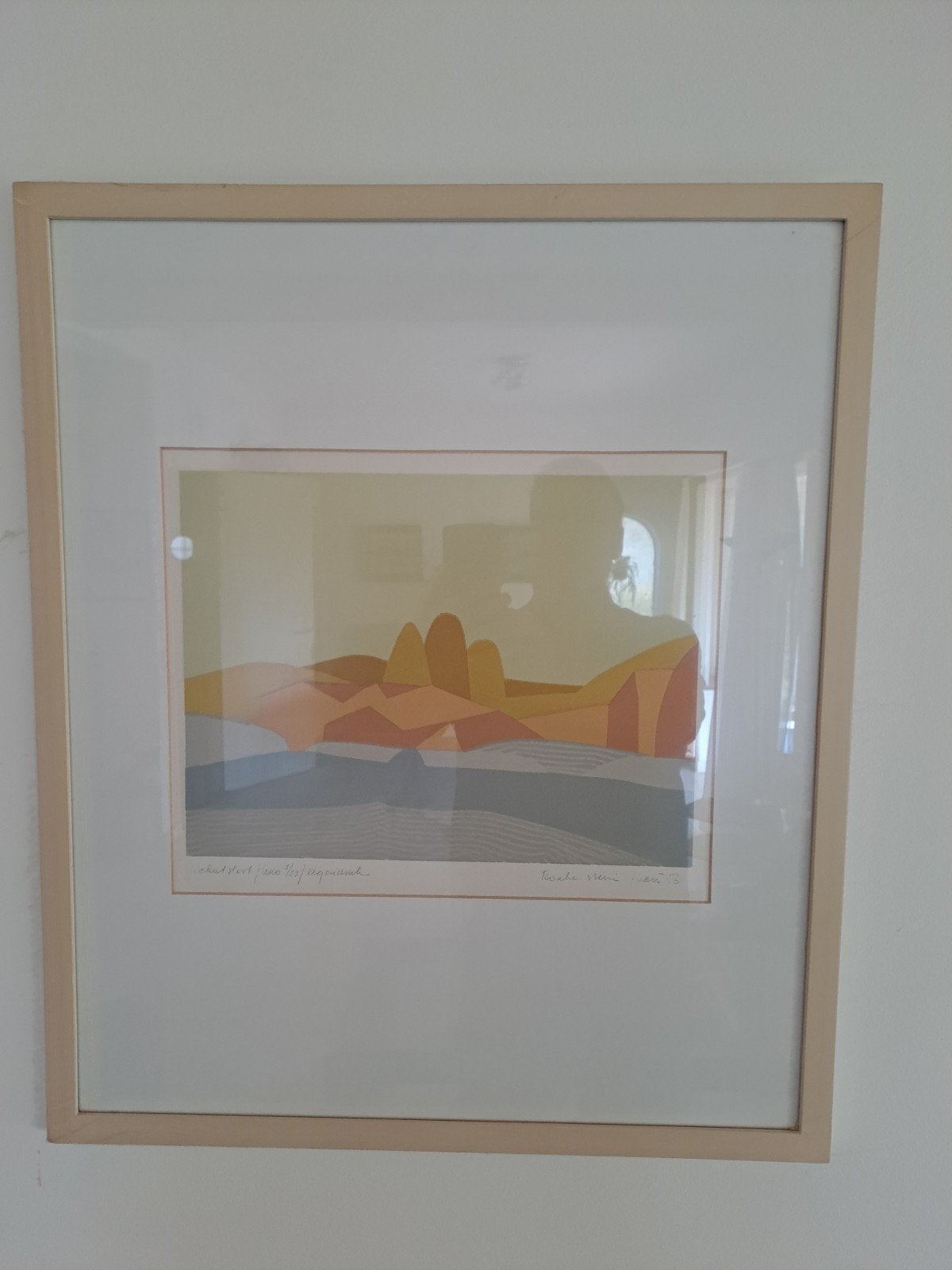 Harr Scheffer Gesigneerde lino van Ron Bezemer, 'Schut sloo, 1950 - 1999, 63 cm, Landschap, Gesigneerd