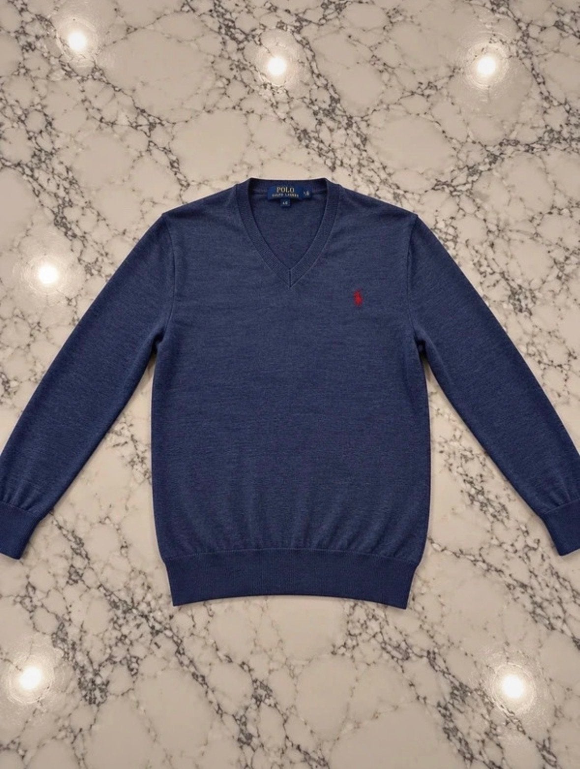 Polo Ralph Lauren V-hals trui - Slim Fit - Maat L, Ophalen of Verzenden, Nieuw, Maat 52/54 (L), Blauw