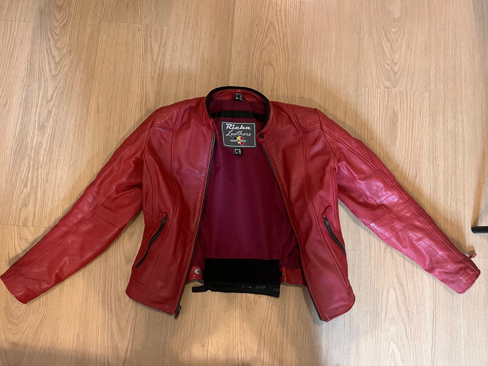 Richa Leren Motorjas Dames Rood Maat 40, Ophalen, Tweedehands, Dames, Jas | leer