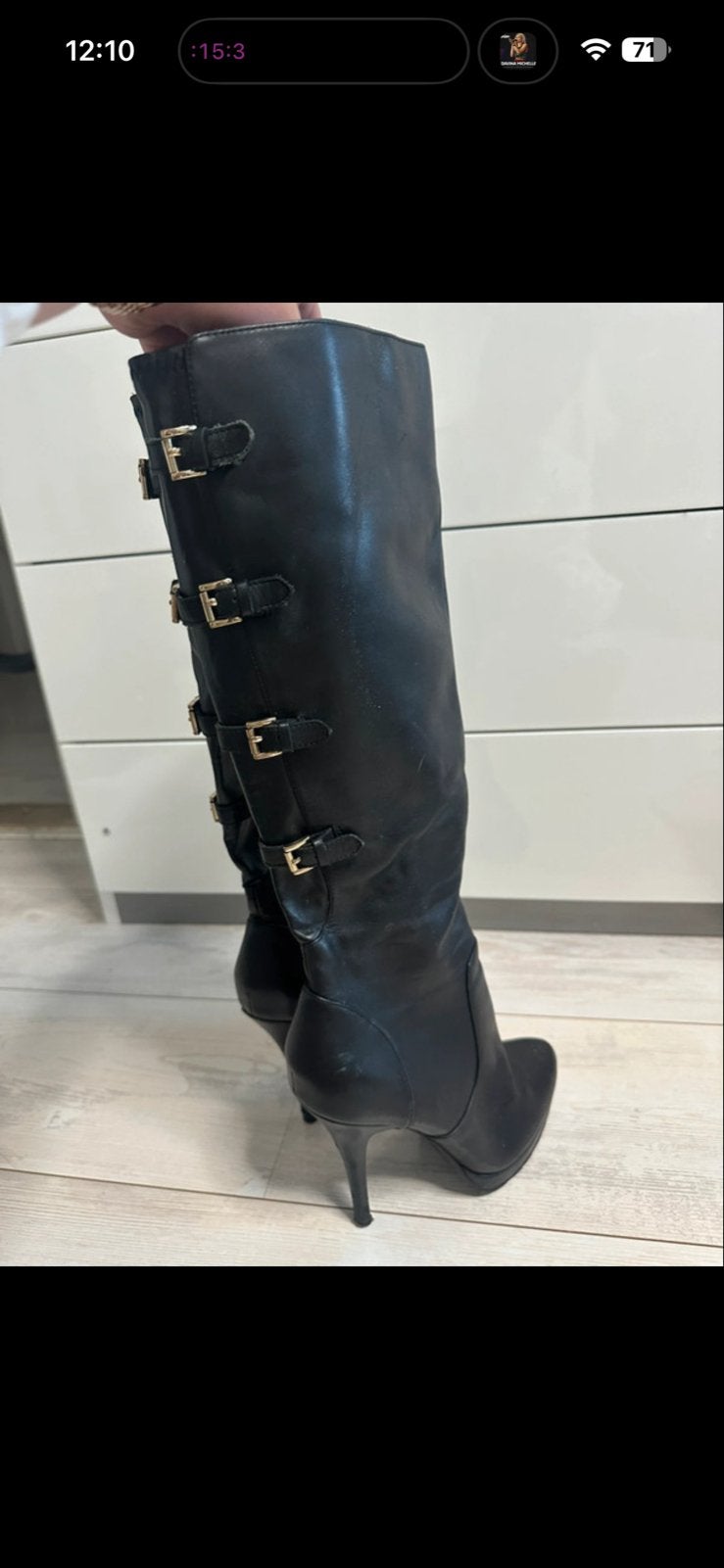 Dune Vintage Zwarte Hoge Laarzen met Gespen - Maat 38, Kleding | Dames, Ophalen of Verzenden, Gedragen, Zwart, Hoge laarzen