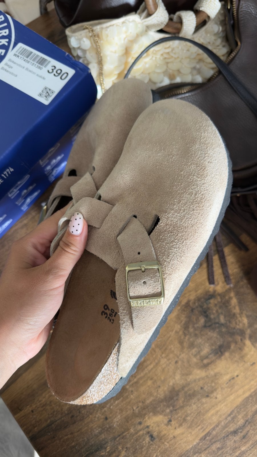 Birkenstock Boston Beige met Gouden Gesp - Maat 39 - Nieuw, Kleding | Dames, Ophalen of Verzenden, Nieuw, Beige, Instappers