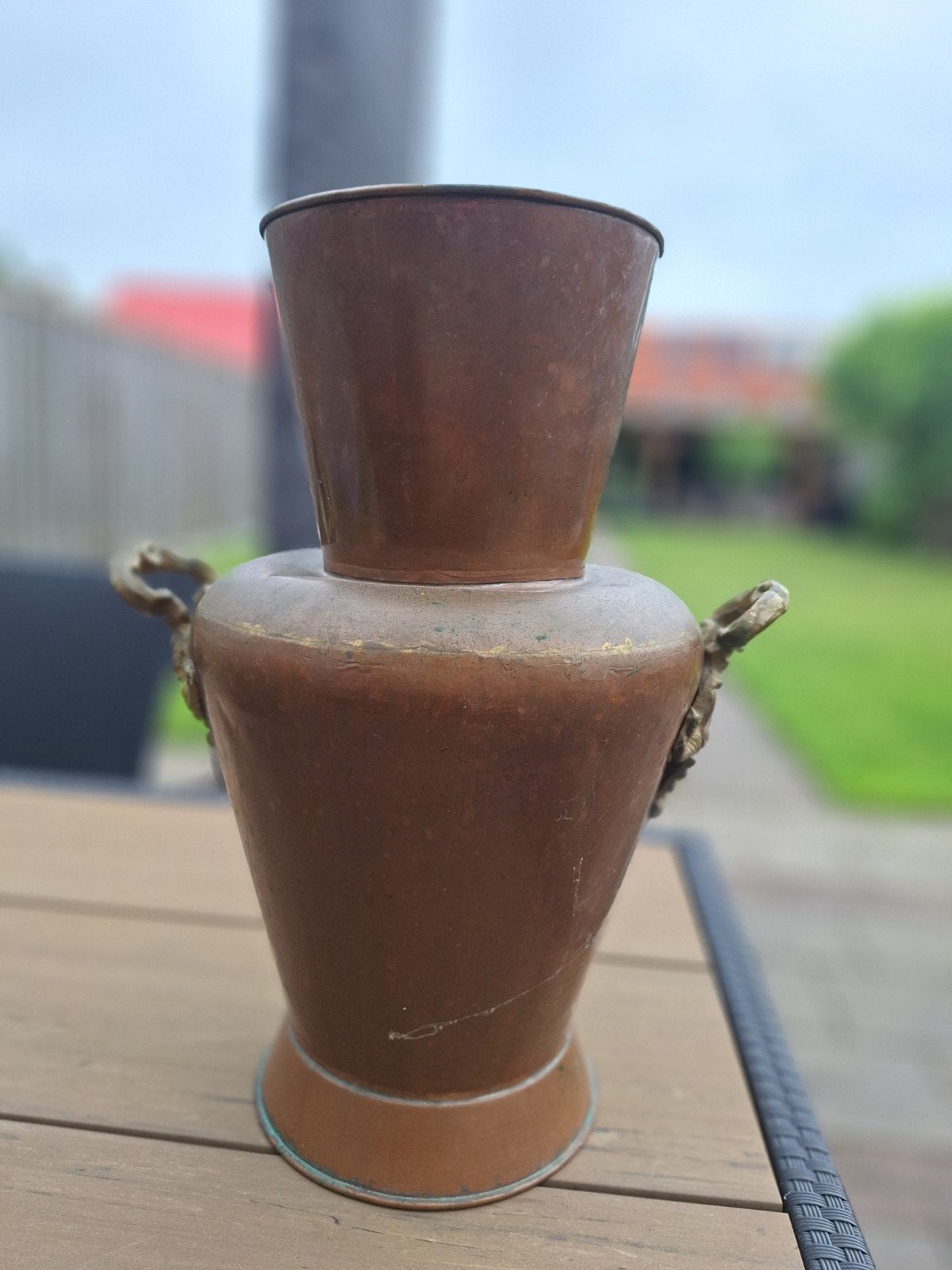 Antieke koperen paraplubak met handvatten, Ophalen of Verzenden