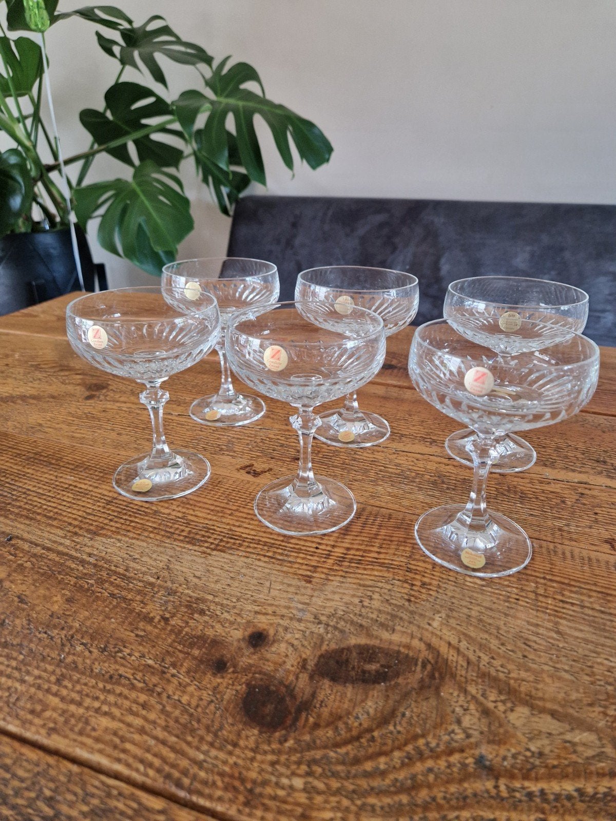 Prachtige set van 6 kristallen champagnecoupes / ijscoupes C, Ophalen of Verzenden, Zo goed als nieuw, Overige typen