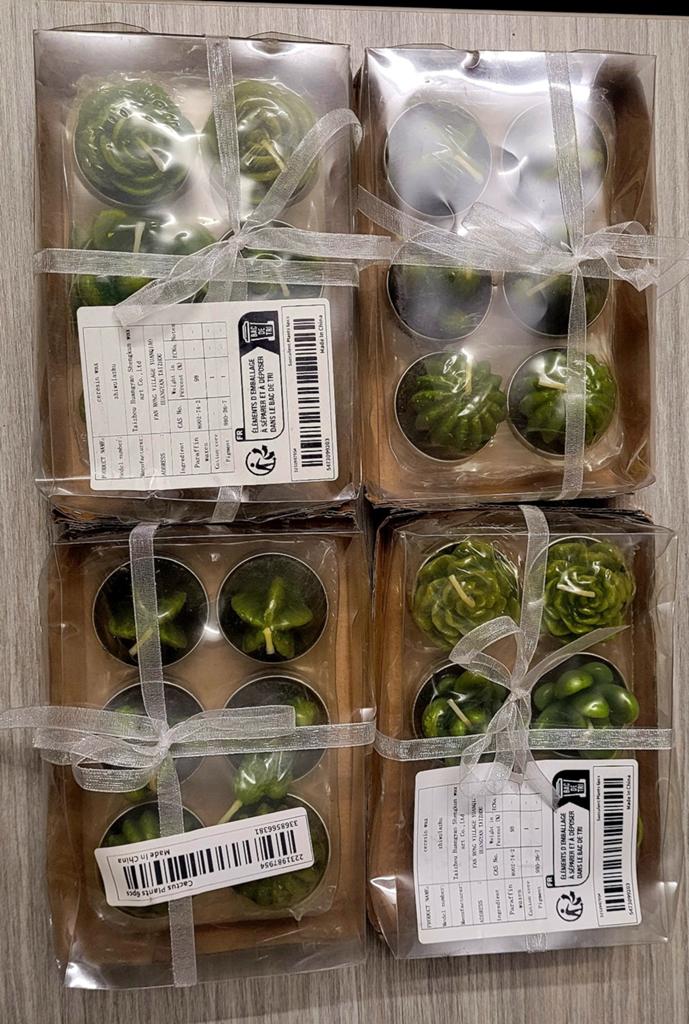 Set van 6 cactus- en vetplantkaarsen in metalen houders, Overige materialen, Nieuw, Ophalen of Verzenden, Kaars