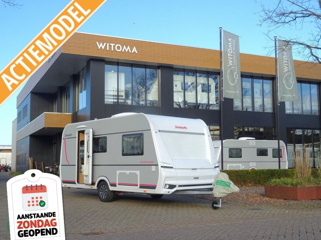 Dethleffs Summer Edition 460 EL ZONDAG 11 OKT OPEN HUIS, Caravans en Kamperen, Standaardzit, Bedrijf, Serviceluik, Dethleffs