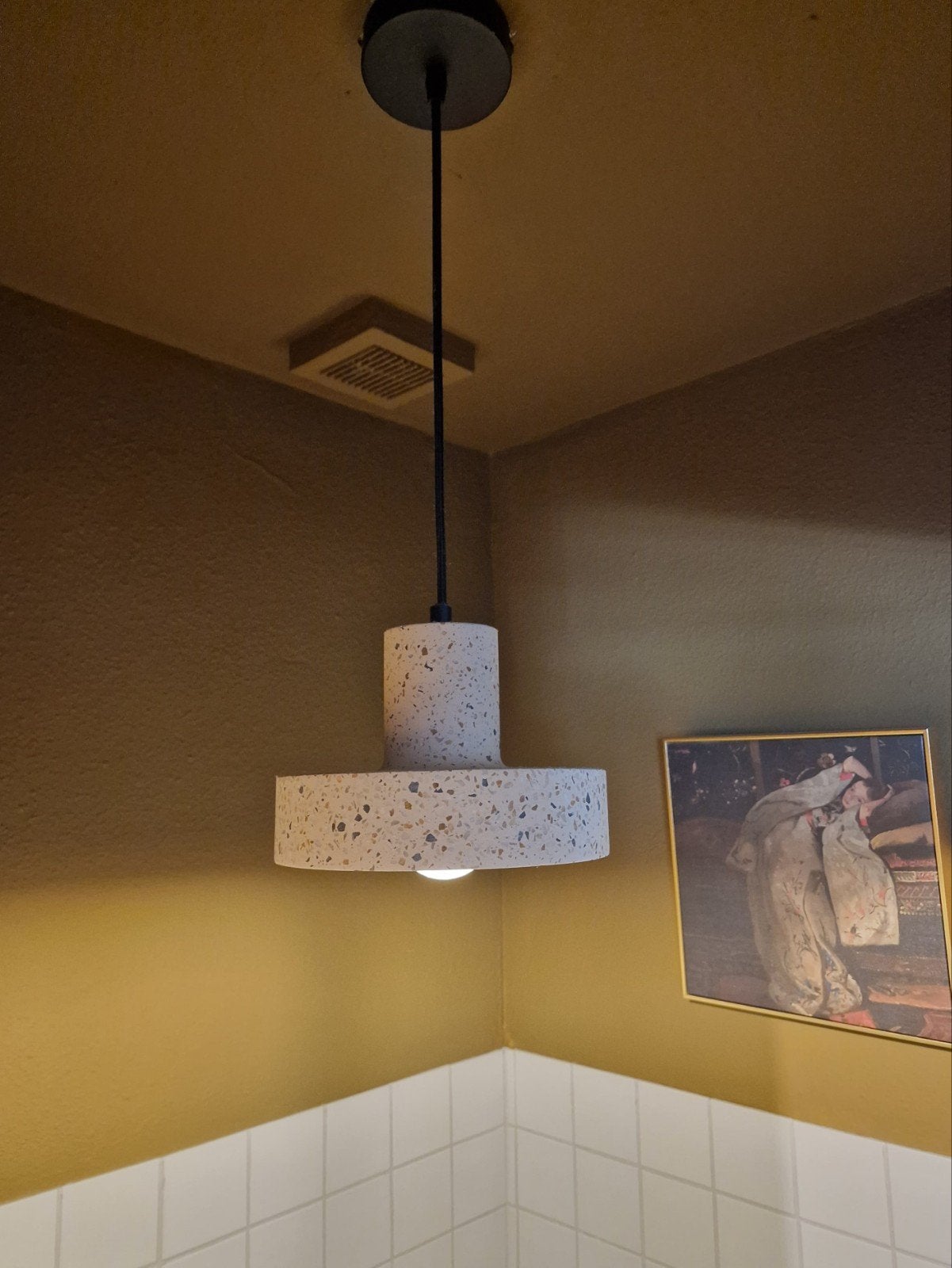 Hanglamp Ties Terrazzo E27 - Beton Look, Huis en Inrichting, Ophalen of Verzenden, Zo goed als nieuw, Steen/keramiek, E27 (groot)