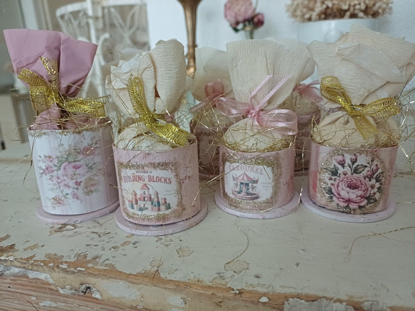 Handgemaakte candy containers,kerst, Ophalen of Verzenden