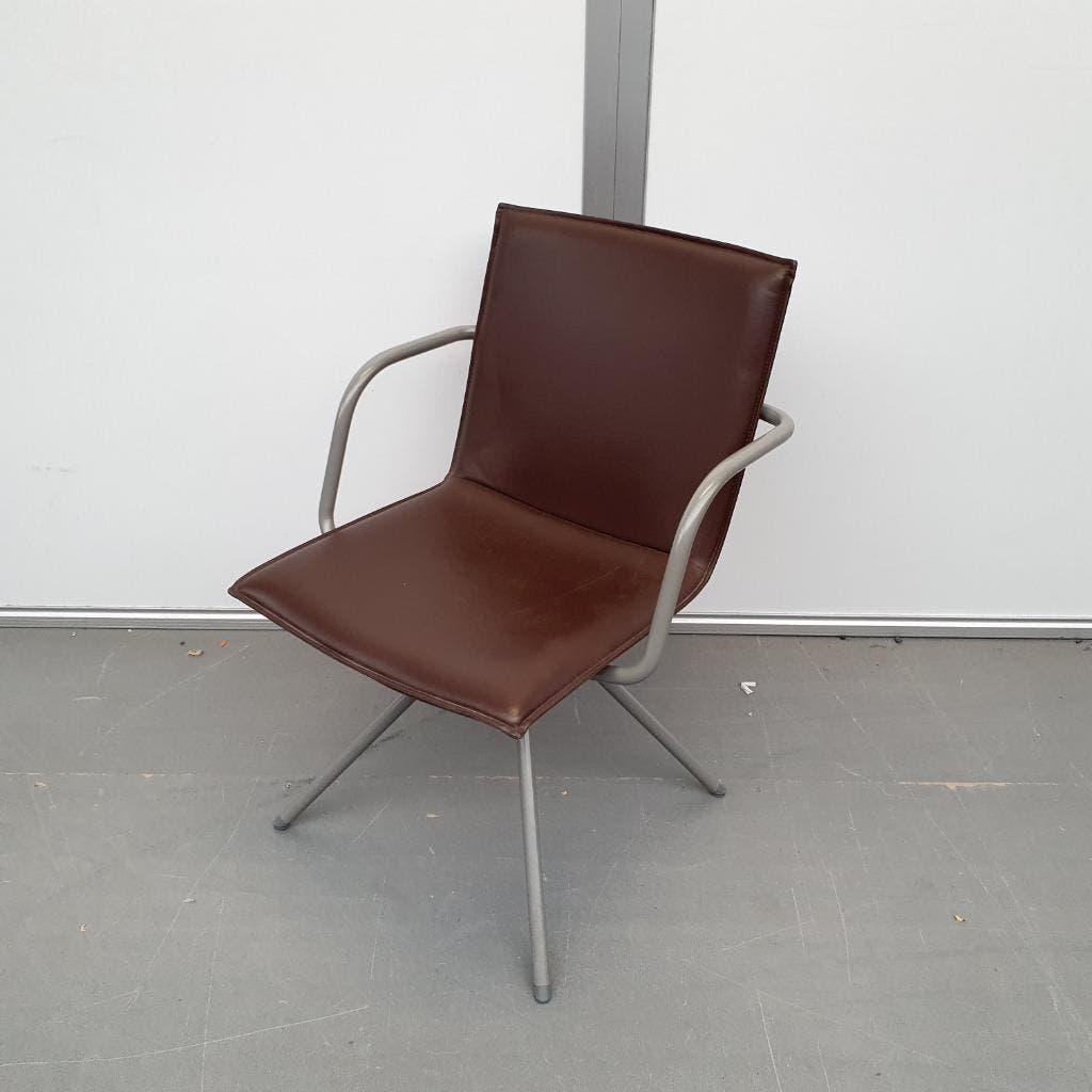 Arco design eetkamerstoel retro - bruin kunstleder, Ophalen, Gebruikt, Vijf, Zes of meer stoelen
