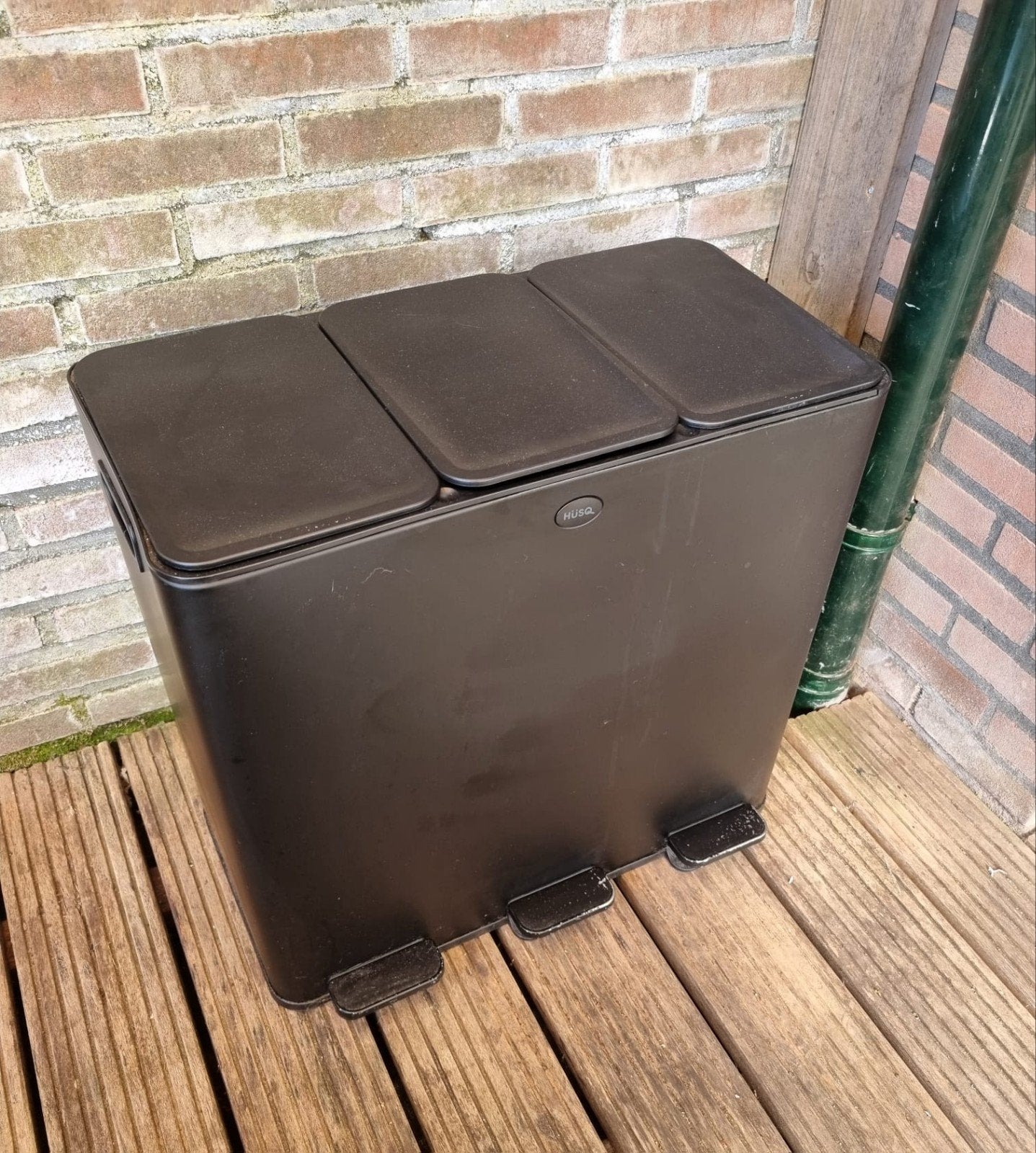 Hüsq 3-vaks dubbele prullenbak 60 liter, 40 liter of meer, Ophalen, Rvs