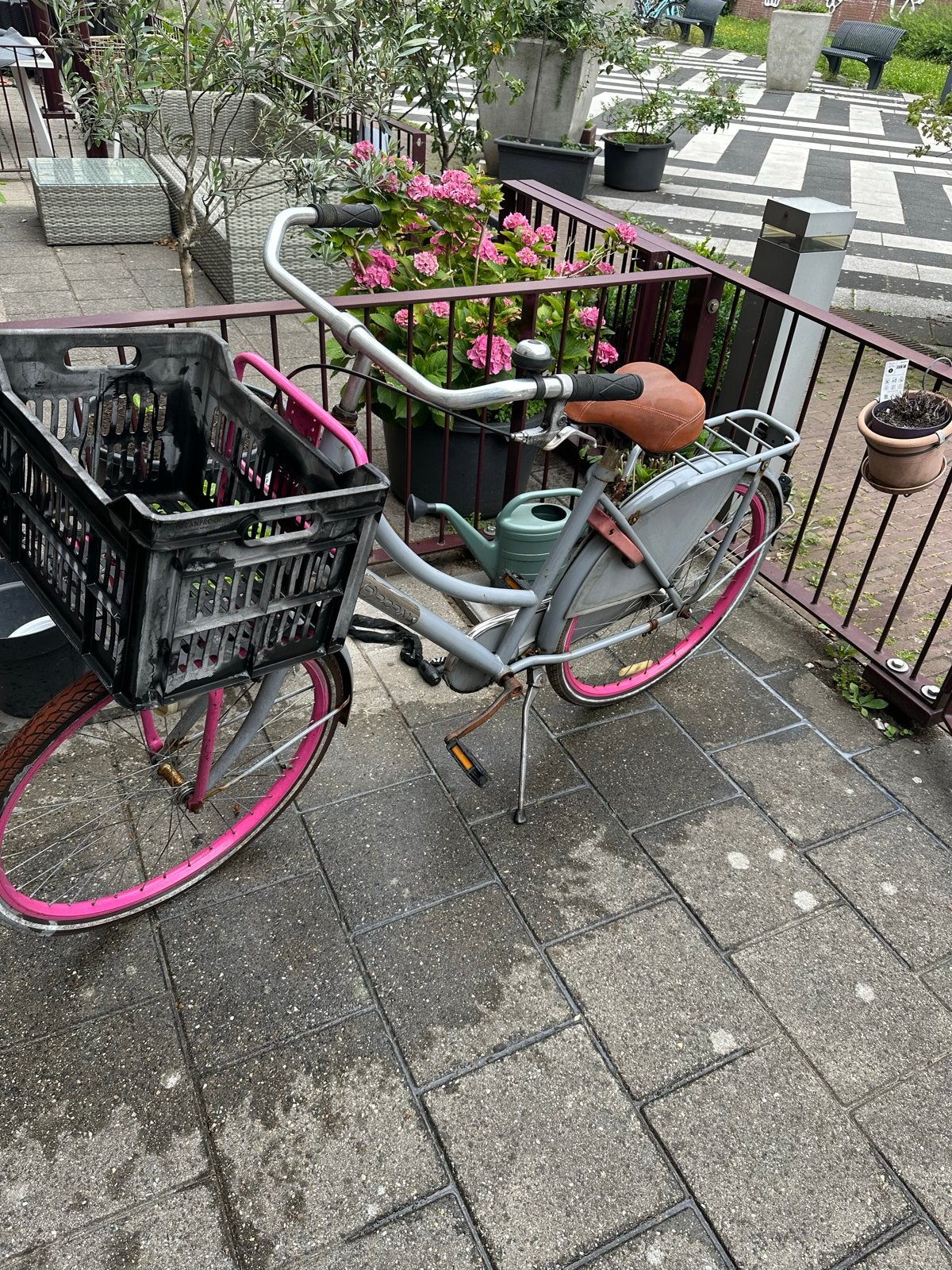 Stadsfiets met mandje en roze accenten, Terugtraprem, Gebruikt, 50 tot 53 cm, Ophalen
