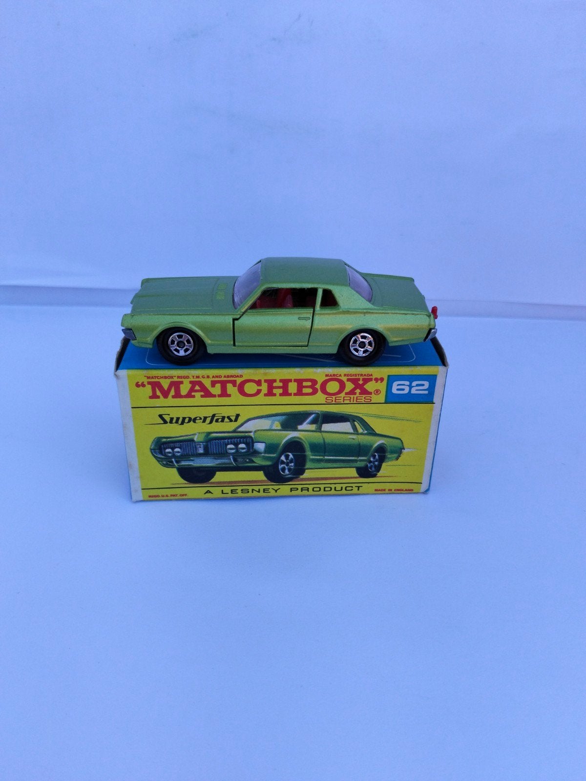 matchbox nr62 Mercury cougar & BLACK SCRIPT SUPERFAST F-BOX., Ophalen of Verzenden, Zo goed als nieuw, Auto, Matchbox