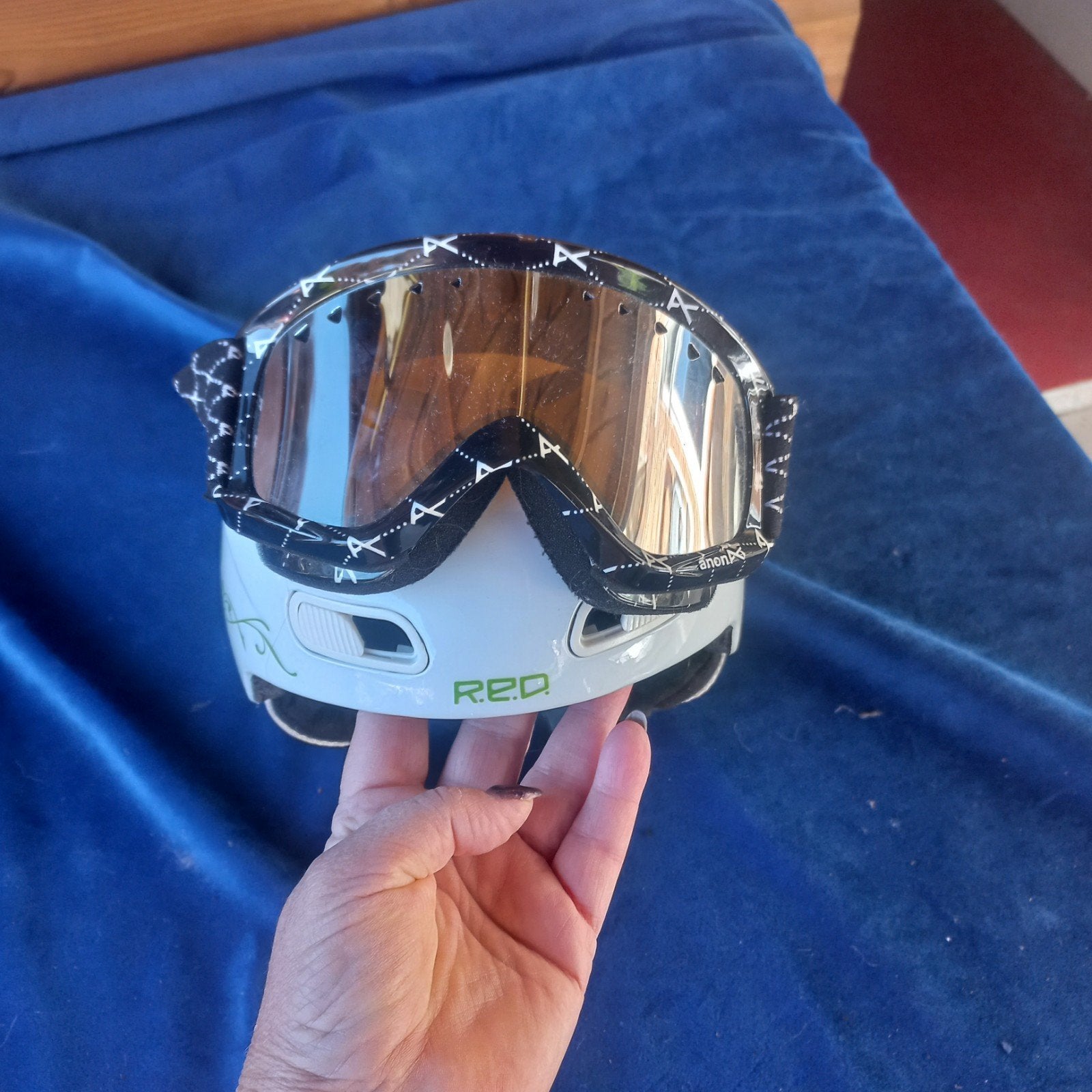 Witte skihelm met Anon skibril - Maat S (52-53 cm), Overige merken, Gebruikt, Overige typen, Ophalen of Verzenden