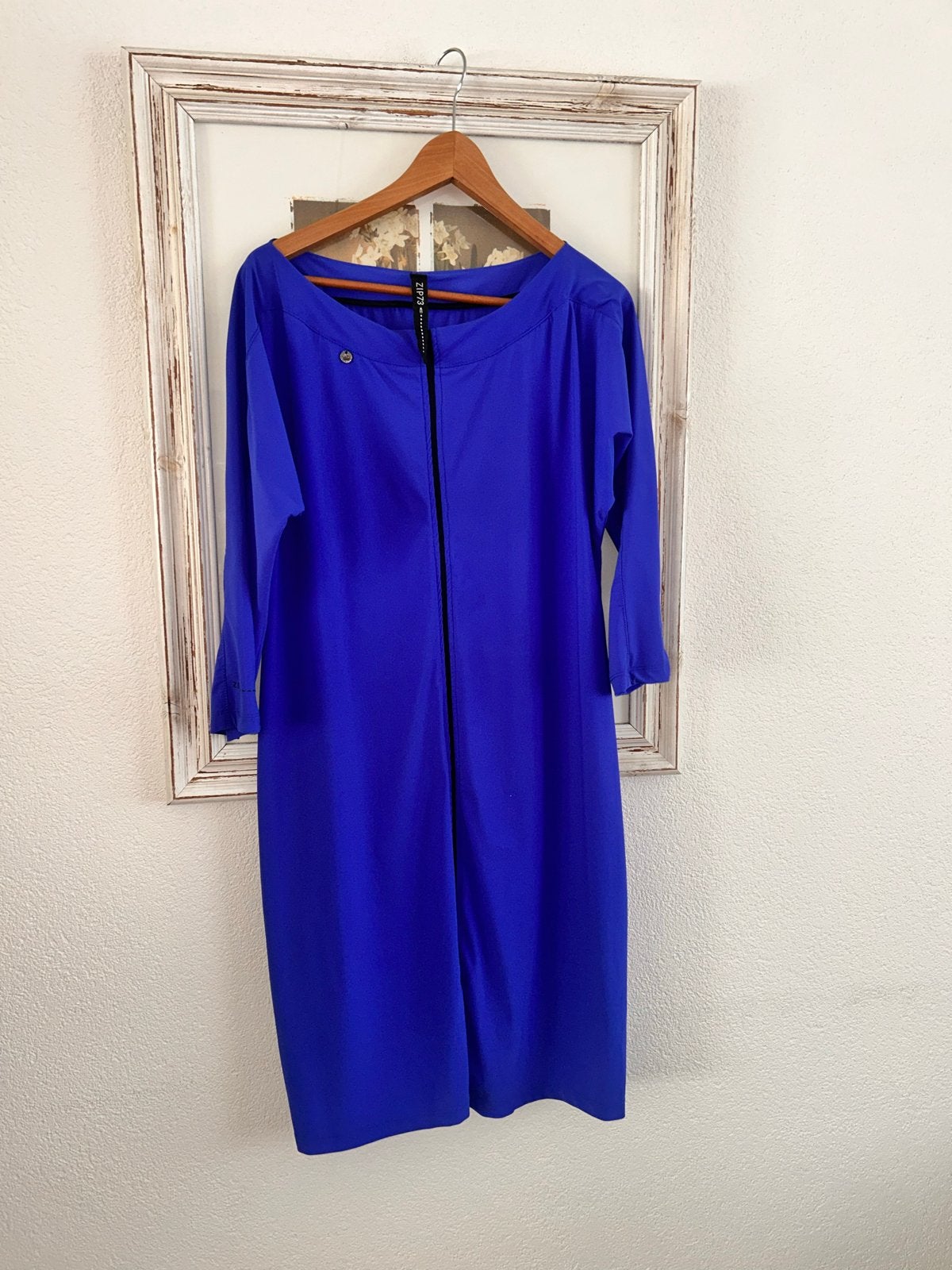 ZIP73 Kobaltblauwe Jurk met Rits - Maat L nieuw, Blauw, Maat 42/44 (L), Ophalen of Verzenden, Zo goed als nieuw