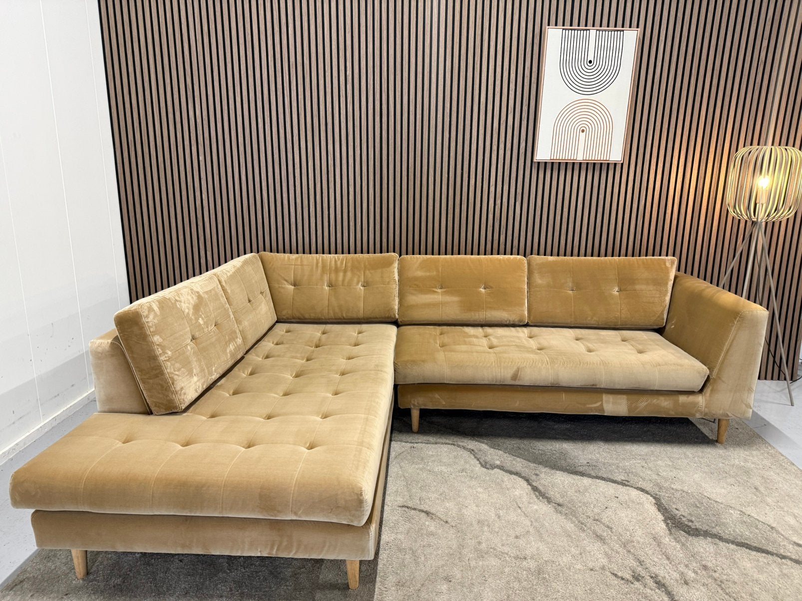 Hoekbank - Sofa Company - Velours - Gereinigd - Nette staat, 250 tot 300 cm, Hoekbank, Ophalen of Verzenden, Zo goed als nieuw