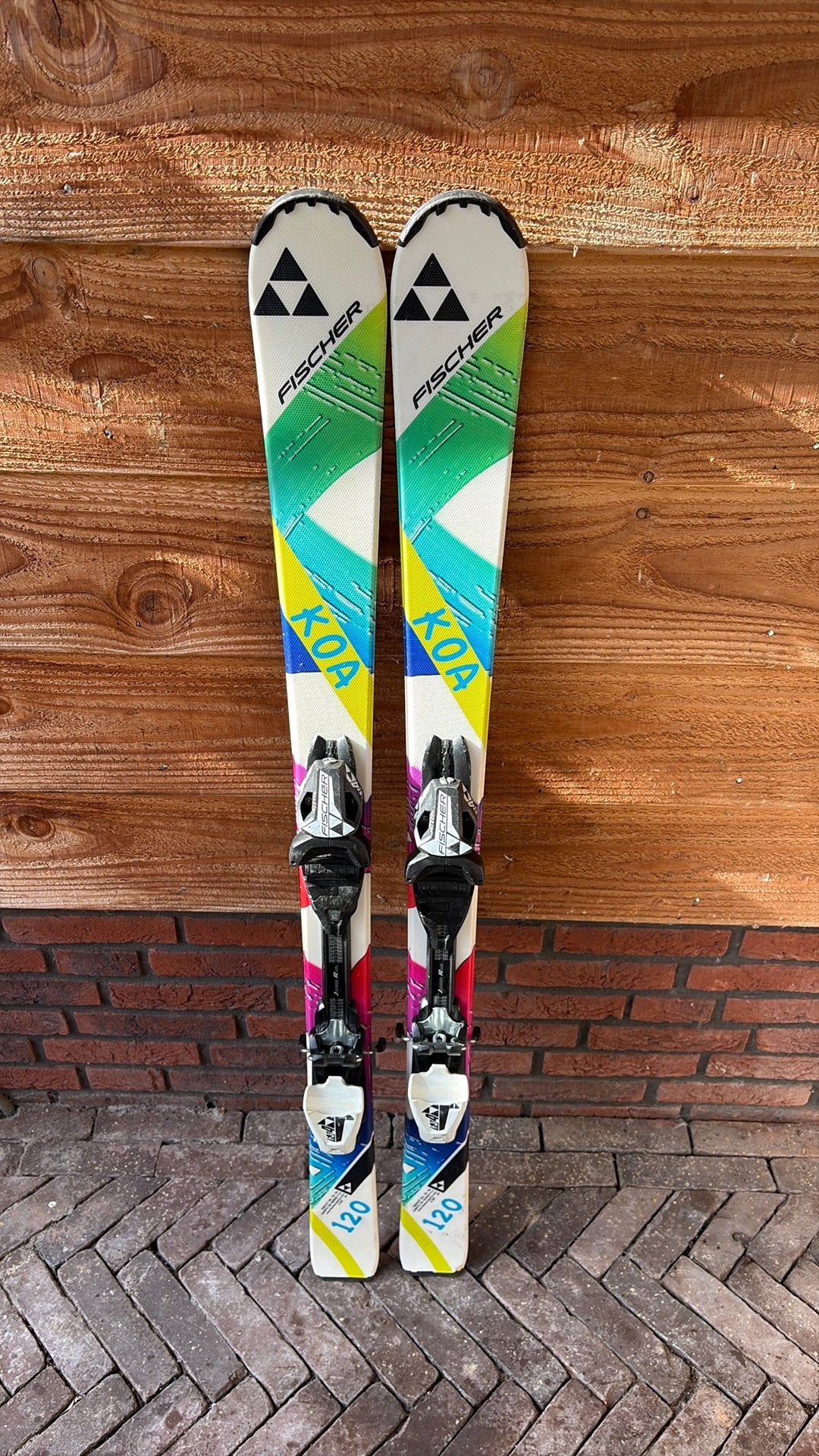 Fischer Koa kinderski’s – 120 cm – Gewaxt & Geslepen, Fischer, 100 tot 140 cm, Ophalen of Verzenden, Zo goed als nieuw