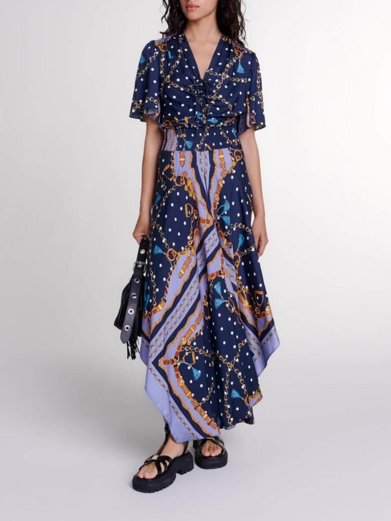 Maje Zomerse maxi-jurk 38/36, Maat 38/40 (M), Overige kleuren, Ophalen of Verzenden, Onder de knie
