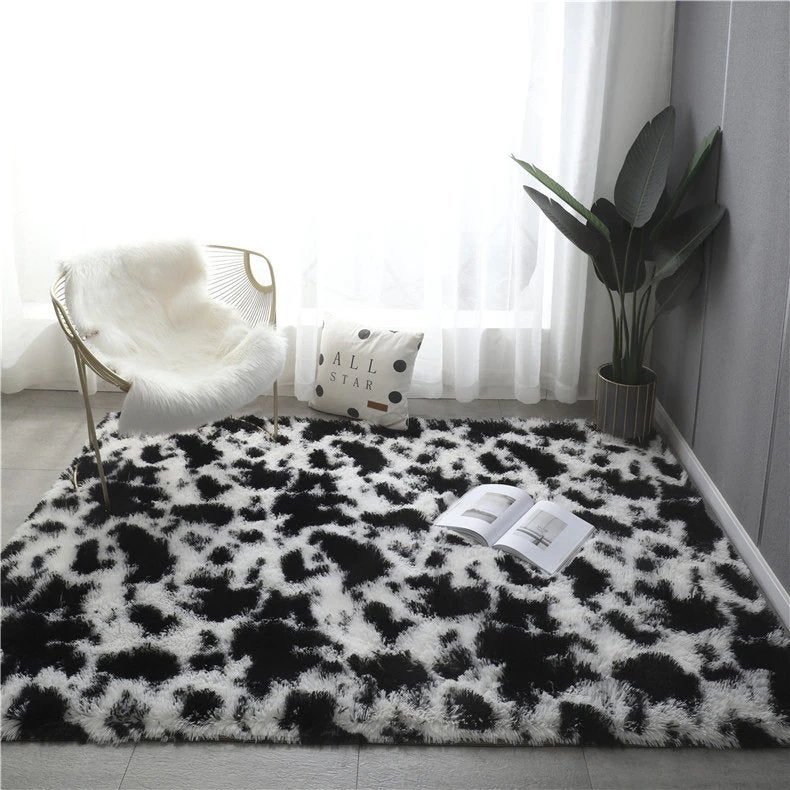 Koeien Rechthoekig Hoogpolig Vloerkleed / Kleed Tapijt Koe, Verzenden, Nieuw, 200 cm of meer, Zwart