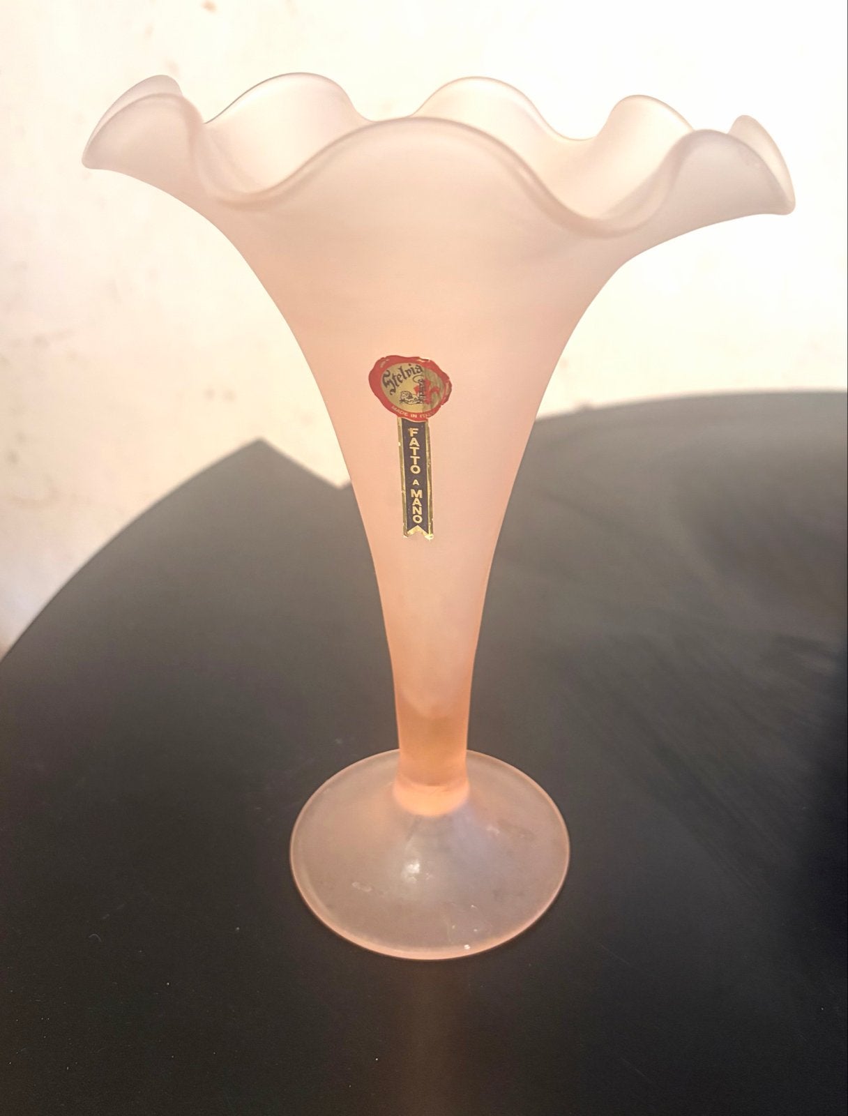 Stelvia vaas Italiaans ijsglas ijs glas frosted glass, Ophalen of Verzenden