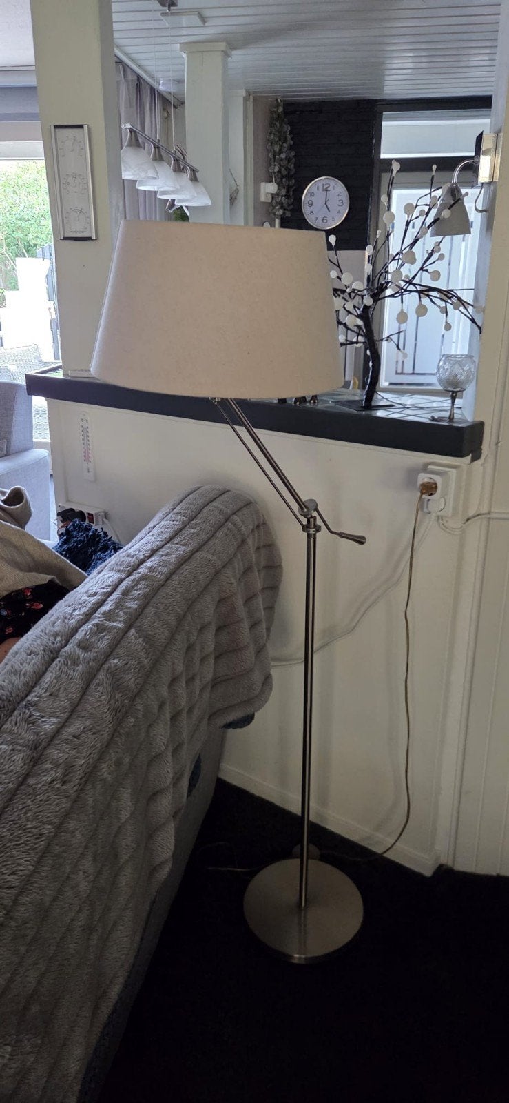 Grote verstelbare schemerlamp met stoffen kap, Huis en Inrichting, Ophalen, Gebruikt, Textiel, 150 tot 200 cm