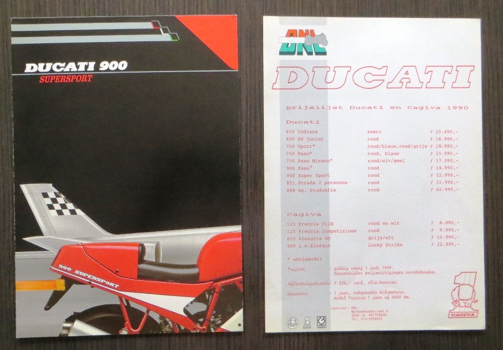Folder Ducati 900 Super Sport - 1990 - 6 blz (meertalig), Verzenden, Ducati