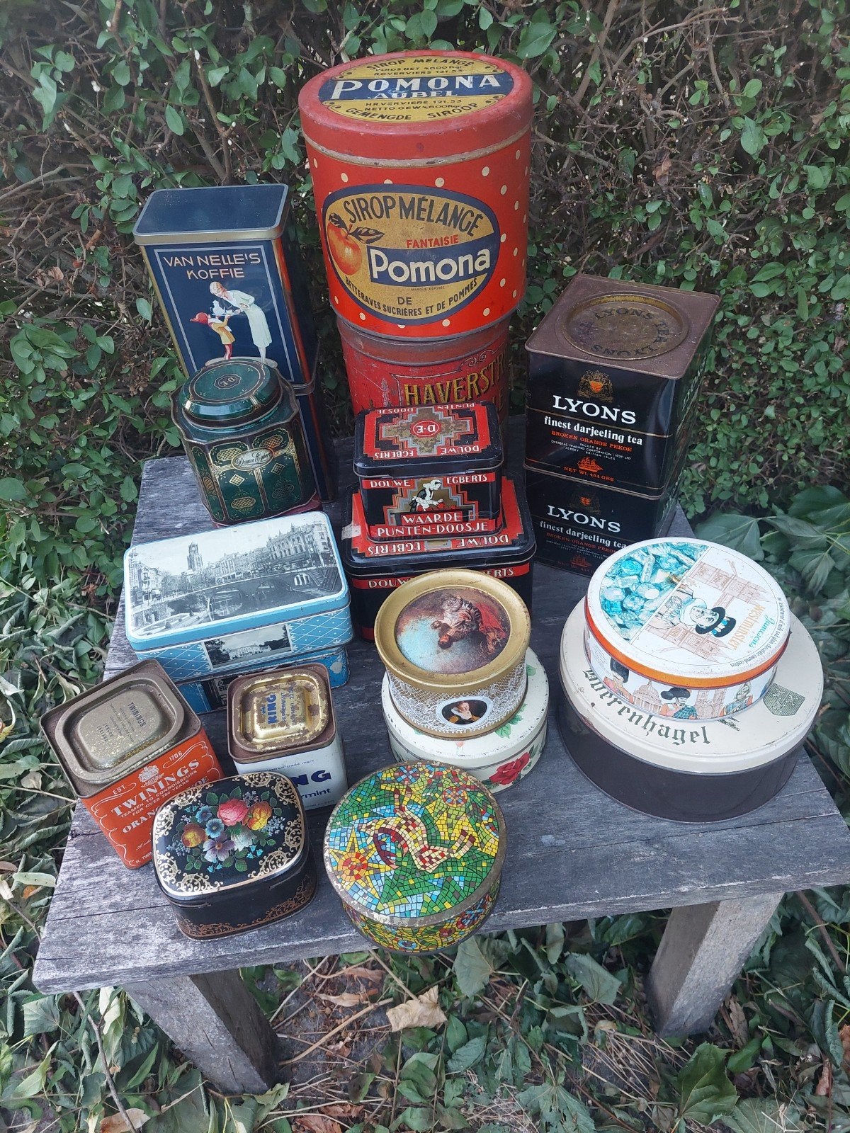 Grote collectie vintage blikken, Verzamelen, Blikken, Ophalen, Gebruikt, Overige