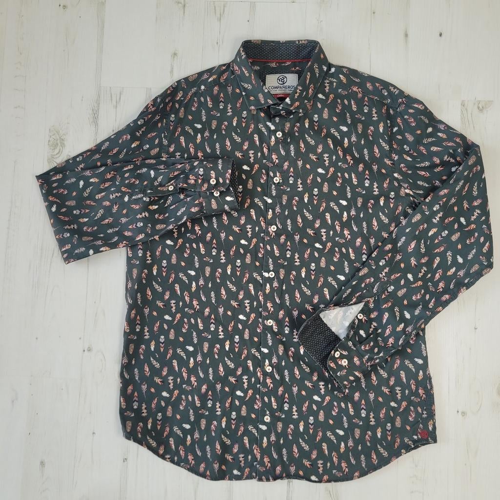 Companeros overhemd XL 43/44 veerjes print lange mouwen, Kleding | Heren, Overhemden, Ophalen of Verzenden, Zo goed als nieuw