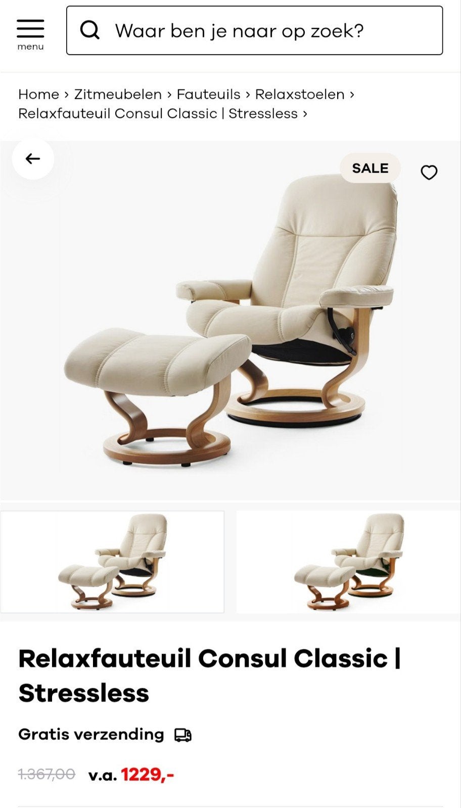 relax fauteuil stressless, Huis en Inrichting, Fauteuils, Ophalen, Gebruikt, Minder dan 75 cm, Leer