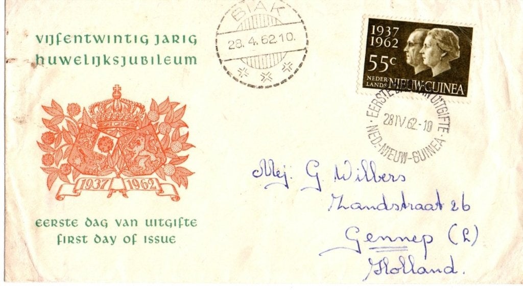 NS88 Eerste dag enveloppe 1962 Nieuw Guinea zegel 1937/62 !!, Postzegels en Munten, Postzegels | Eerstedagenveloppen, Verzenden