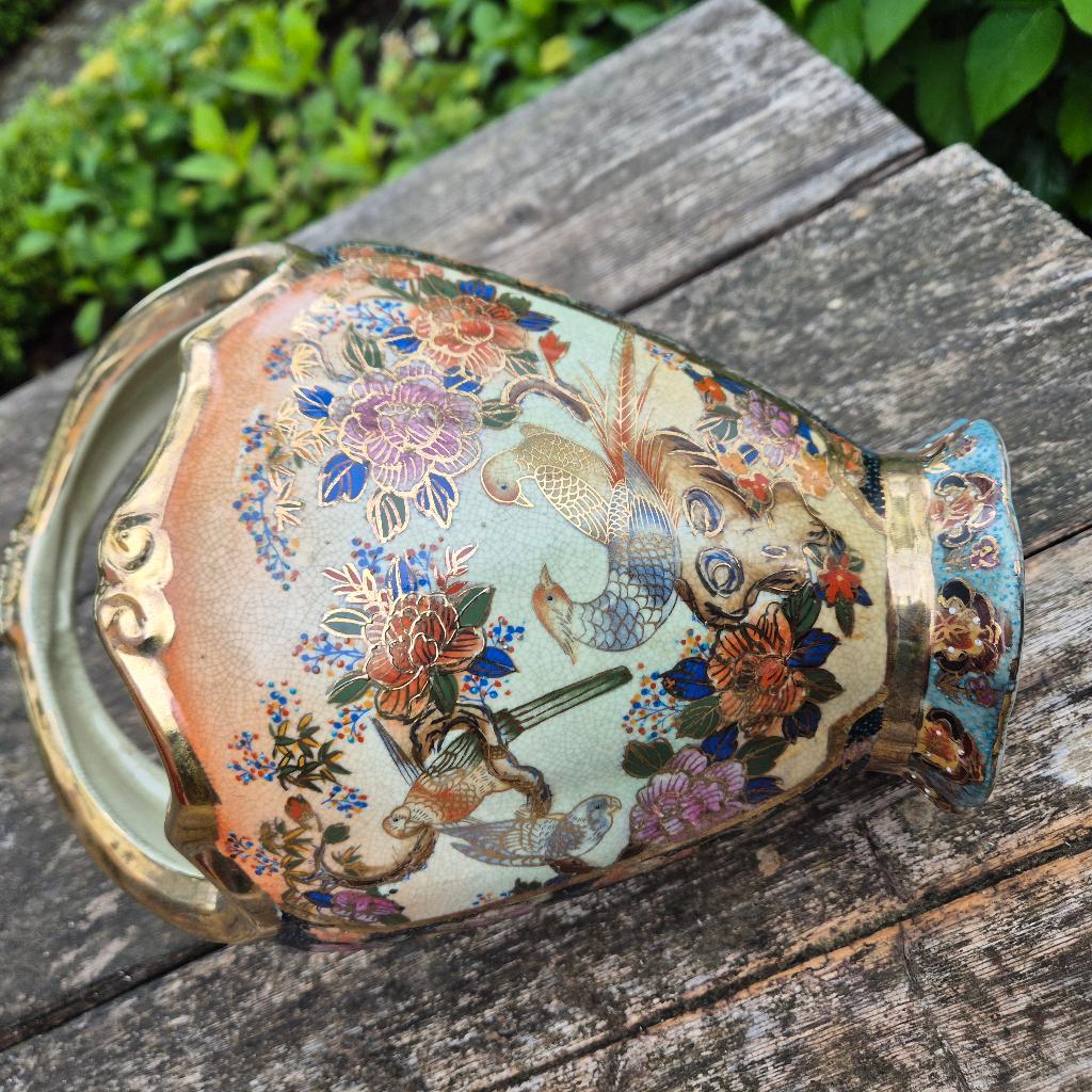 Antieke satsuma rijstemmer / vaas prachtig decor, Ophalen