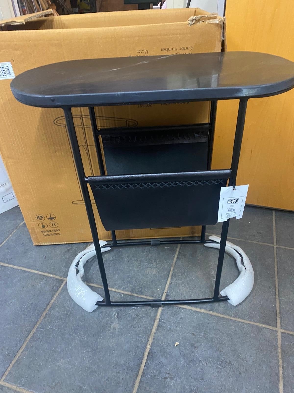 Bijzettafel Daily Zwart Leer/IJzer By-Boo - Nieuw met schade, Metaal of Aluminium, Onbekend, Nieuw, Onbekend