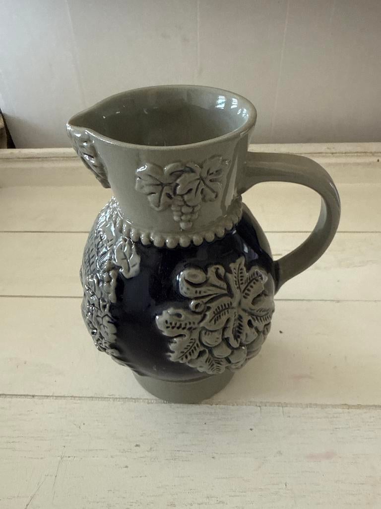 Vintage Westerwald Kruik - Handarbeit - Blauw/Grijs, Antiek en Kunst, Ophalen of Verzenden