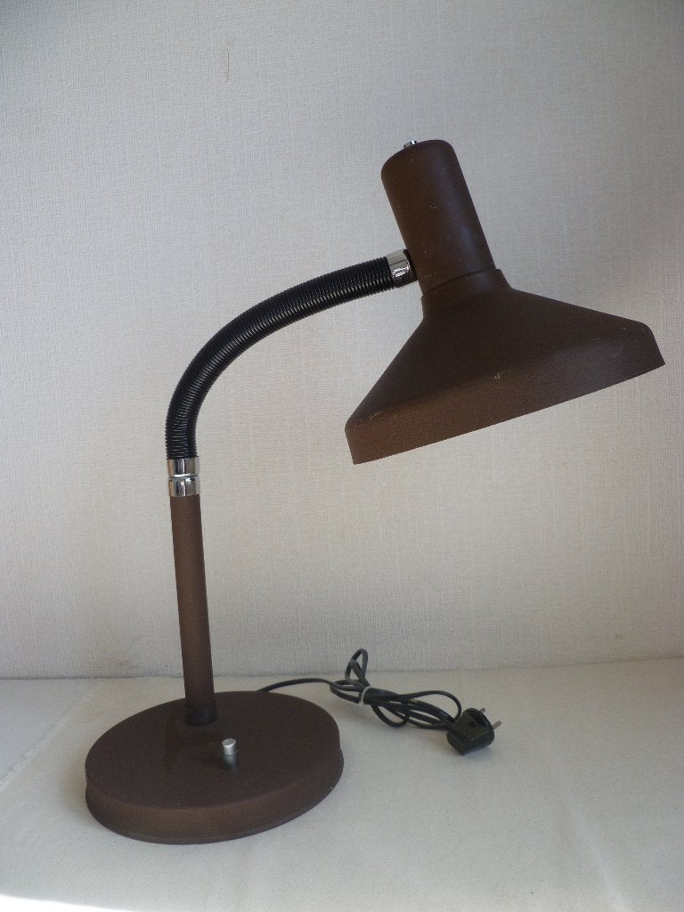 Herda bruine burolamp 003, Gebruikt, Ophalen of Verzenden, Metaal, Minder dan 50 cm