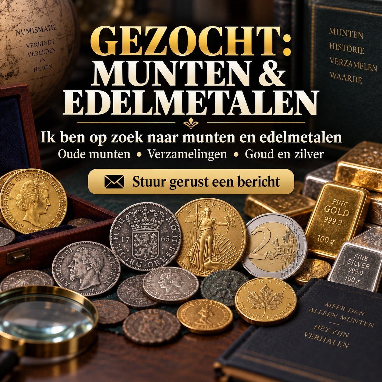 Gezocht: Munten & Edelmetalen - Goud, Zilver, Verzamelingen, Ophalen of Verzenden, Goud
