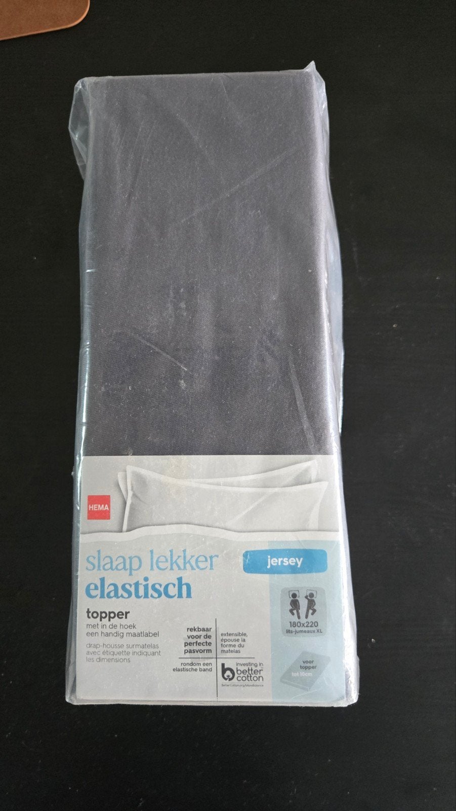 Hema Jersey Topper Hoeslaken 180x220 cm Grijs Nieuw, Jongetje of Meisje, Nieuw, Ophalen of Verzenden, Wit