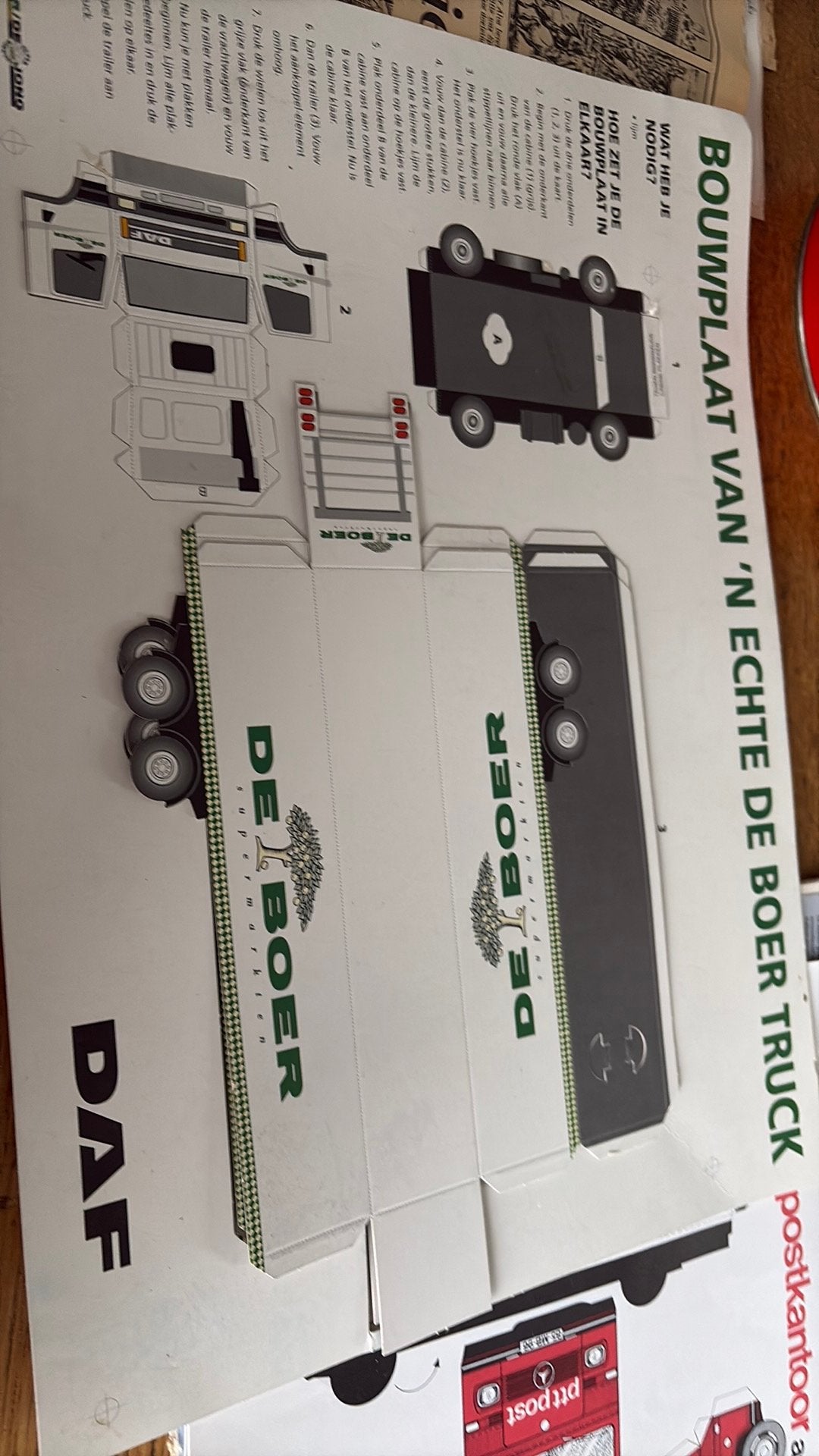 Bouwplaat truck DAF de Boer supermarkt, Verzamelen, Ophalen of Verzenden
