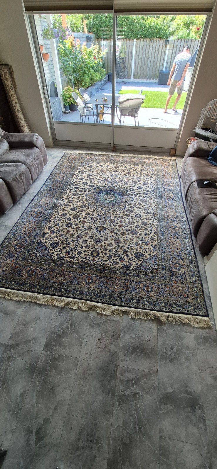 Iraanse tapijt, Gebruikt, 200 cm of meer, Ophalen of Verzenden, Beige