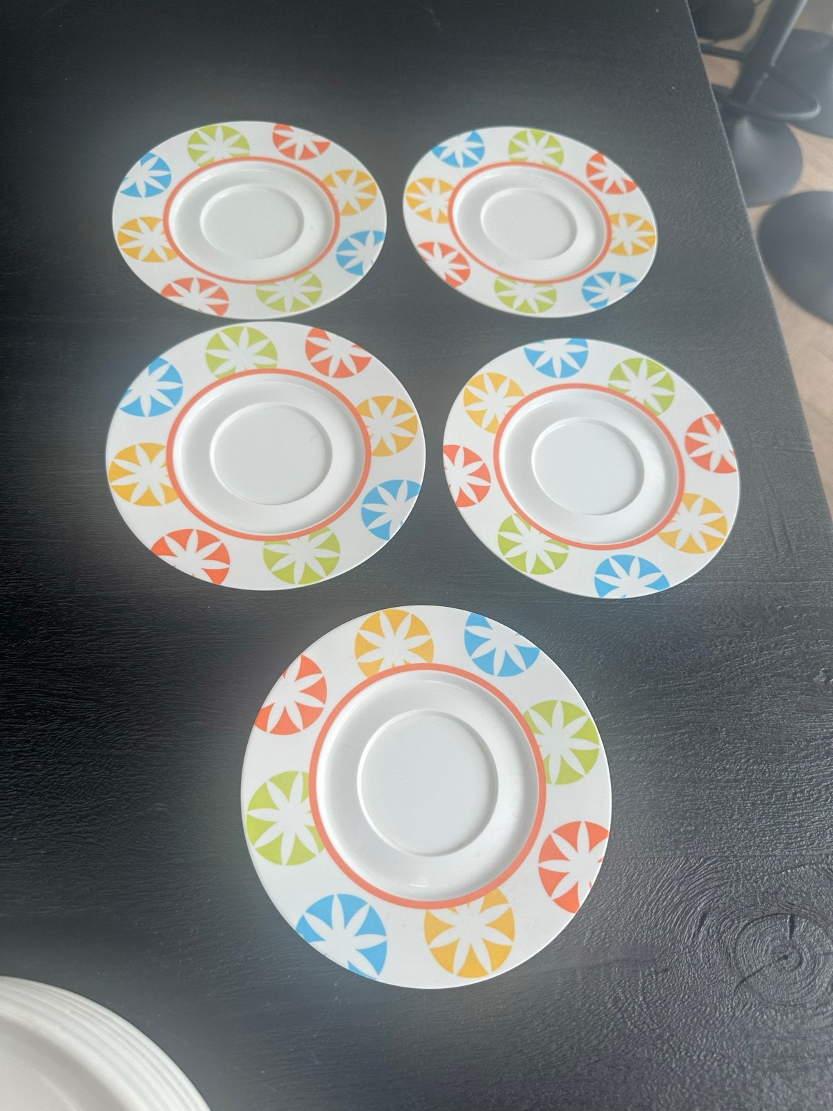 Set van 5 Mepal Rosti bordjes met patroon, meerkleurig, Overige materialen, Gebruikt, Ophalen of Verzenden, Bord(en)