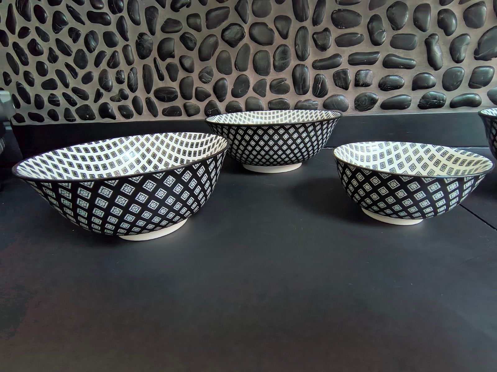 2 x set porselein schalen zwart wit print Tokyo Nippon, Aziatisch, Overige merken, Nieuw, Ophalen of Verzenden