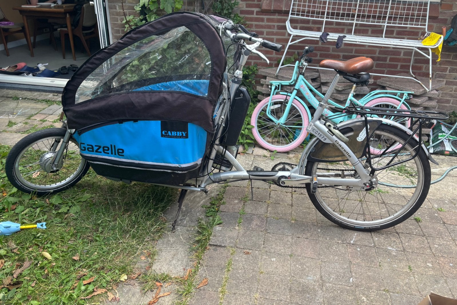 Gazelle Cabby Bakfiets - Elektrisch met Huif (opknapper), Fietsen en Brommers, Fietsen | Bakfietsen, Ophalen, Gebruikt, Elektrisch